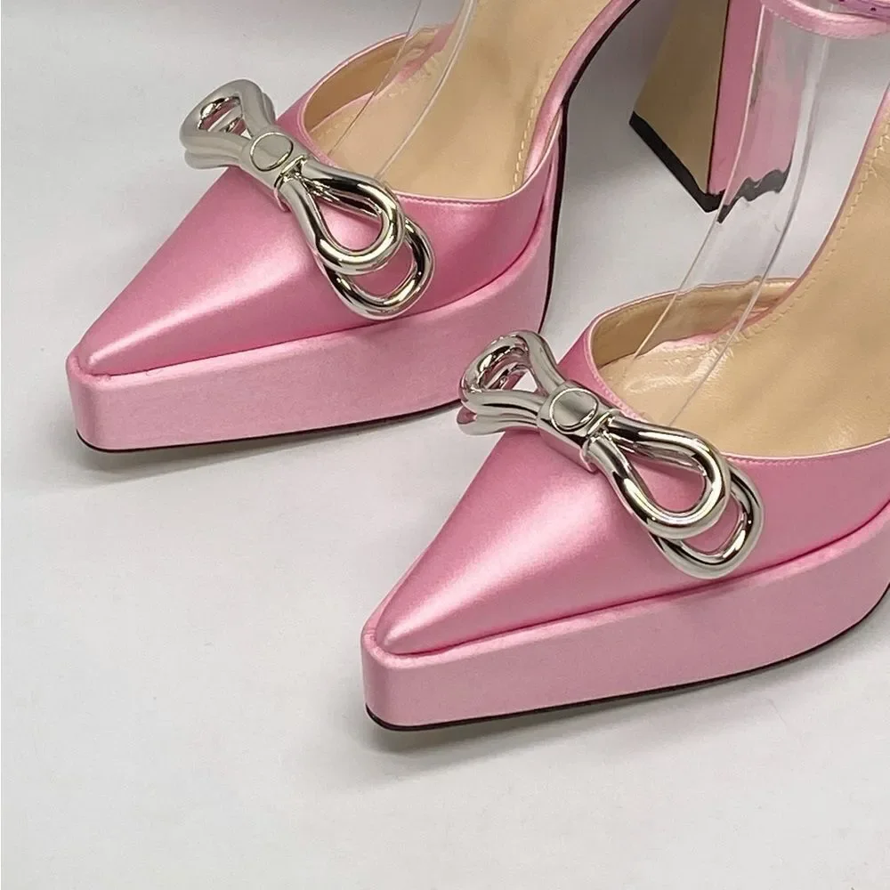 Mach & Mach Double Bow Satin Platform Pumps size 38